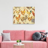 鶏の鶏の養殖田舎の動物 キャンバスプリント (インサイチュ (リビング))