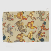 鶏の鶏の養殖田舎の動物 ゴルフタオル (横)