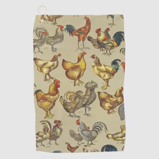 鶏の鶏の養殖田舎の動物 ゴルフタオル (正面)