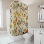 鶏の鶏の養殖田舎の動物 シャワーカーテン (インサイチュ)