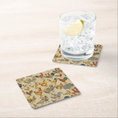 鶏の鶏の養殖田舎の動物 スクエアペーパーコースター (インサイチュ)