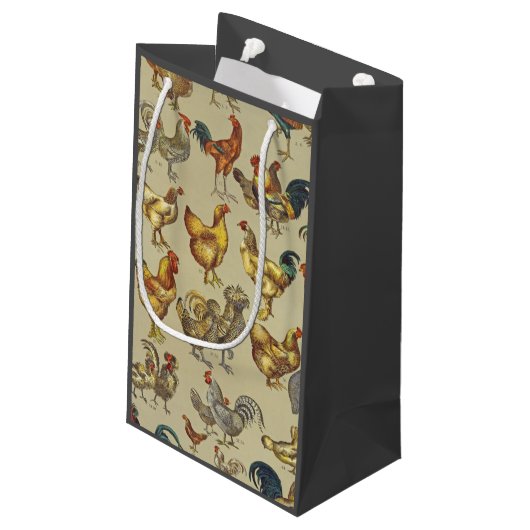 鶏の鶏の養殖田舎の動物 スモールペーパーバッグ (裏面アングル)