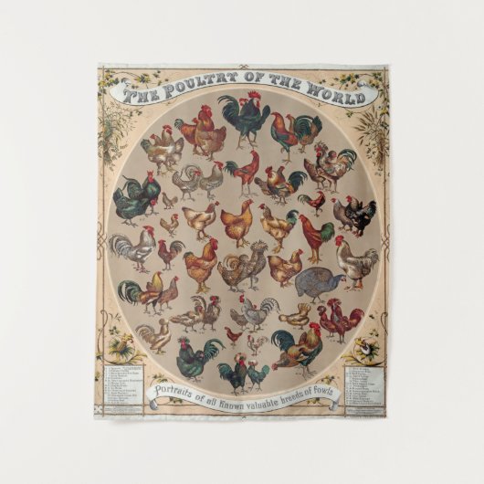 鶏の鶏の養殖田舎の動物 タペストリー (正面)