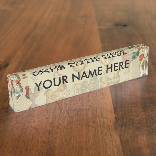 鶏の鶏の養殖田舎の動物 デスクネームプレート (側面)