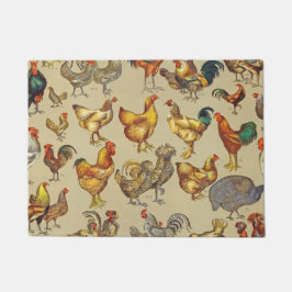 鶏の鶏の養殖田舎の動物 ドアマット