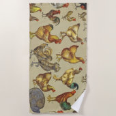 鶏の鶏の養殖田舎の動物 ビーチタオル (正面)