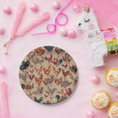 鶏の鶏の養殖田舎の動物 ペーパープレート (パーティー)