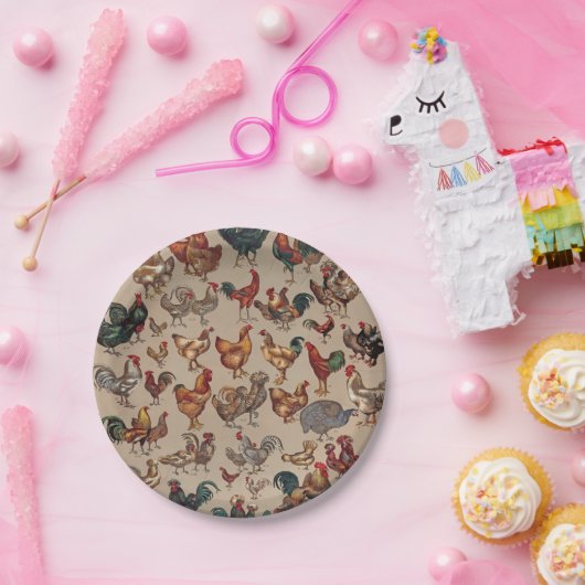 鶏の鶏の養殖田舎の動物 ペーパープレート (パーティー)
