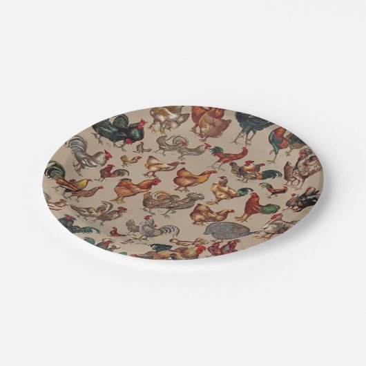 鶏の鶏の養殖田舎の動物 ペーパープレート (アングル)