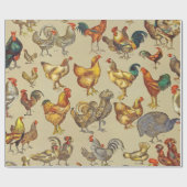 鶏の鶏の養殖田舎の動物 ラッピングペーパー (フラット)