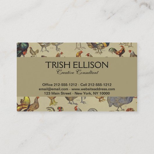 鶏の鶏の養殖田舎の動物 名刺 (裏面)