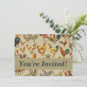 鶏の鶏の養殖田舎の動物 招待状 (スタンド正面)