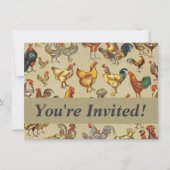 鶏の鶏の養殖田舎の動物 招待状 (正面)