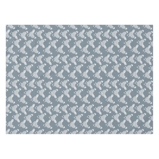 鶏の鶏の鶏の塵の青と白 テーブルクロス (正面(横))