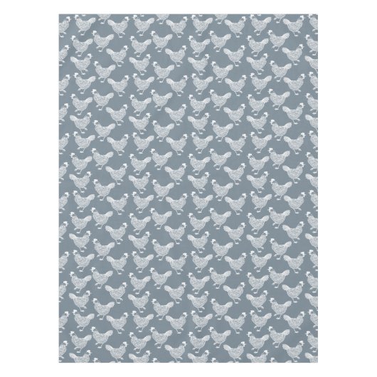 鶏の鶏の鶏の塵の青と白 テーブルクロス (正面)