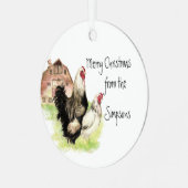 鶏の鶏の鶏の鶏のファーム動物の水のカラーアート メタルオーナメント (正面左)