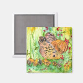 鶏の鶏の鶏の鶏ひよこ水の色の草原 マグネット (正面/裏面)