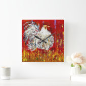 鶏の鶏時計 スクエア壁時計 (ホーム)