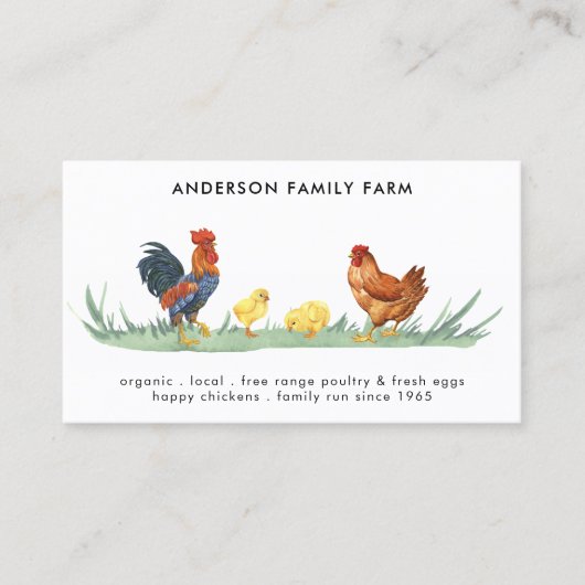 鶏の鶏肉のフリーレンジ卵の水のカラーファーム 名刺 (正面)