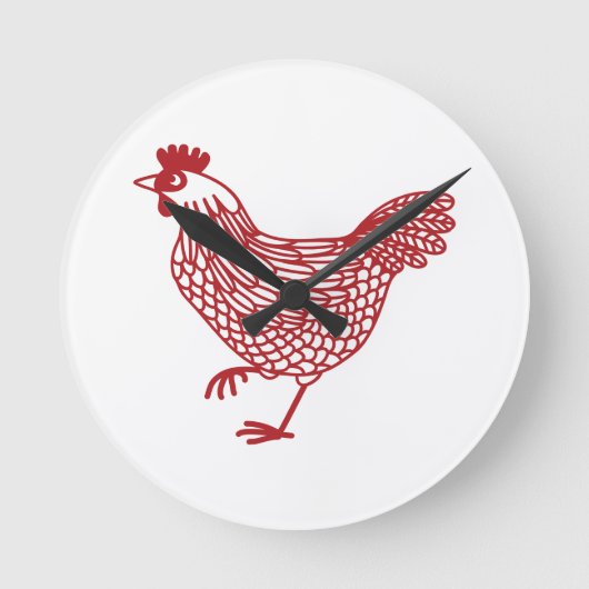 鶏の鶏肉 ラウンド壁時計 (正面)