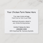 鶏は放し飼いの置く雌鶏の養鶏場に卵を投げつけます 名刺 (裏面)