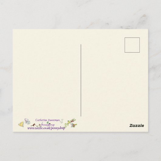 鶏は美しいかわいい踊りヘンスケッチ ポストカード (裏面)