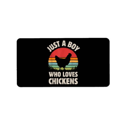 鶏は遠くレトロ農場動物を愛する男の子 ラベル (正面)