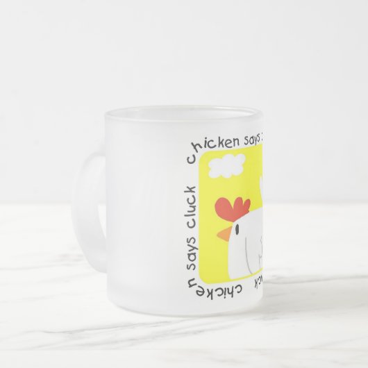 鶏は鳴き声のTシャツおよびギフトを言います フロストグラスマグカップ (正面左)