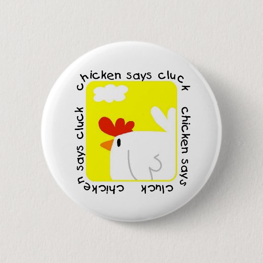 鶏は鳴き声のTシャツおよびギフトを言います 缶バッジ (正面)
