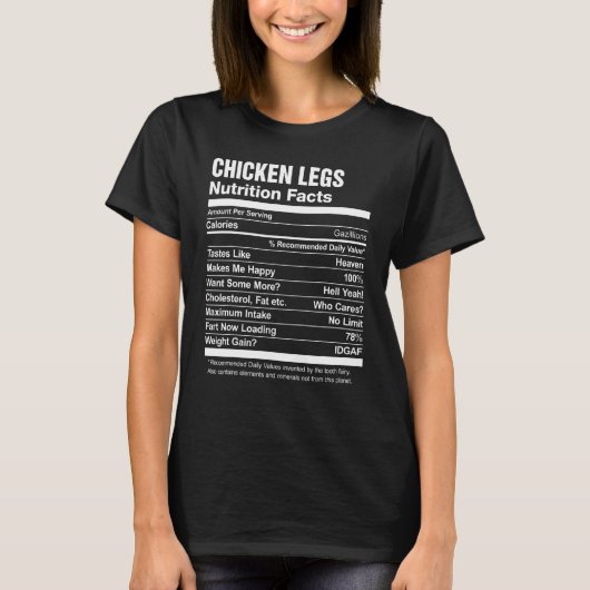 鶏もも肉の栄養成分表示 Tシャツ (正面)