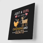 鶏やヤギを愛する女の子にすぎない スクエア壁時計 (傾斜)