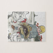 鶏を持つヴィンテージの女の子、Eは卵です ジグソーパズル (横)