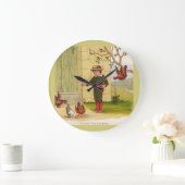 鶏を食べ物を与える1900年頃 ラージ壁時計 (ホーム)