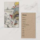 鶏を飼う愛らしいヴィンテージガール 名刺 (正面/裏面)