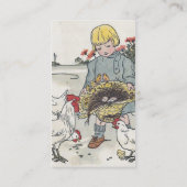 鶏を飼う愛らしいヴィンテージガール 名刺 (裏面)