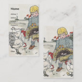 鶏を飼う愛らしいヴィンテージガール 名刺 (正面/裏面)