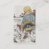 鶏を飼う愛らしいヴィンテージガール 名刺 (裏面)