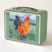 鶏カラフル鶏の飼育動物 メタルランチボックス (正面)