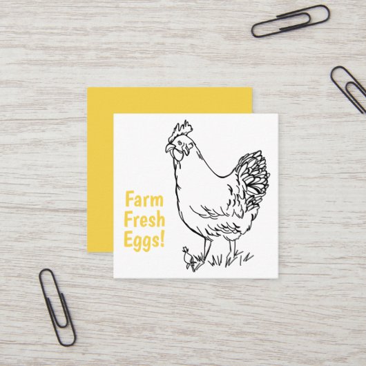 鶏ガラ生黄ブラック販売用卵 スクエア名刺 (正面/裏面インサイチュ)