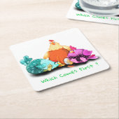 鶏ハッチ紙コースターおもしろい待ち卵 スクエアペーパーコースター (アングル)