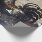 鶏ヤードのオンドリ ラッピングペーパー (角)