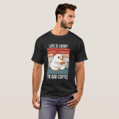 鶏レトロ人生は短い嫌なコーヒー食べ物ル Tシャツ (正面フル)