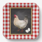 鶏卵カントリー赤と白ジンガム ペーパープレート (正面)