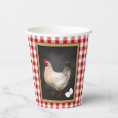 鶏卵カントリー赤と白ジンガム 紙コップ (正面)