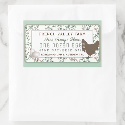 鶏卵付き大型卵カートンラベル植物体 長方形シール (バッグ)