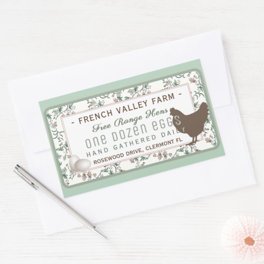 鶏卵付き大型卵カートンラベル植物体 長方形シール (封筒)