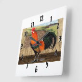 鶏小屋の英雄 スクエア壁時計 (傾斜)