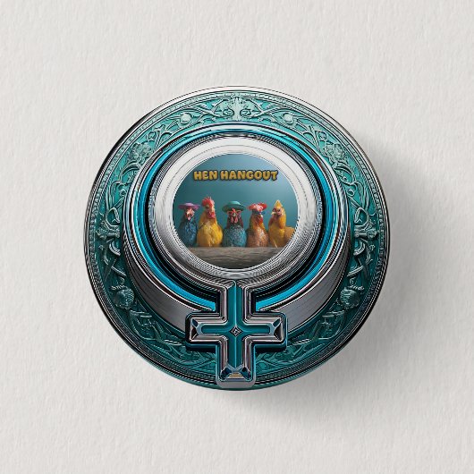 鶏小屋 缶バッジ (正面)