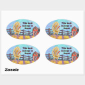 鶏文具 楕円形シール (シート)