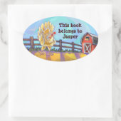 鶏文具 楕円形シール (バッグ)